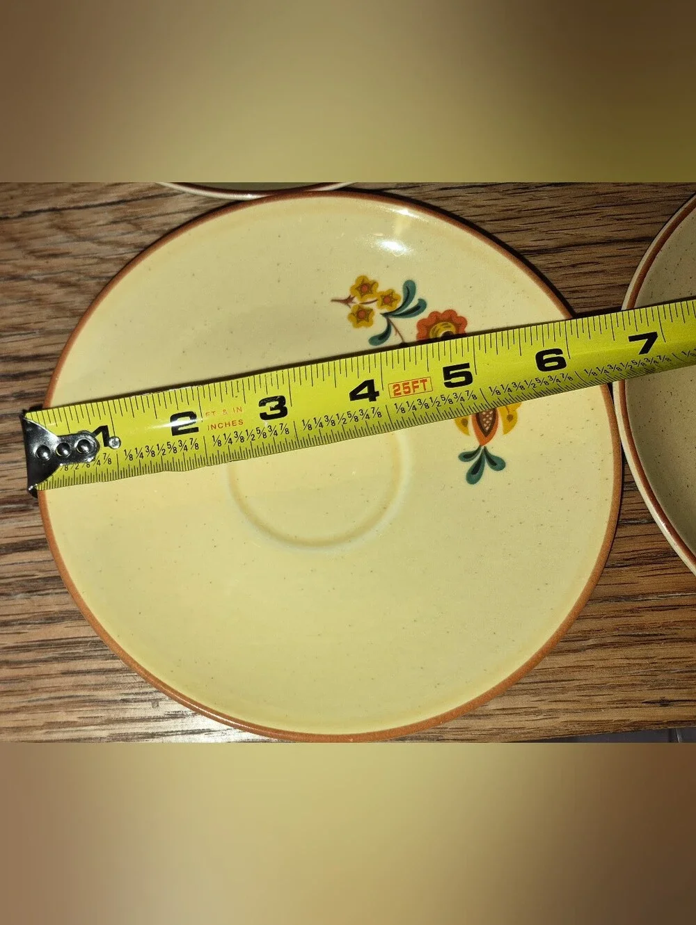4 Vintage Ceramic Saucers By Taylor Smith & Taylor, Reveille Pattern, 1960s